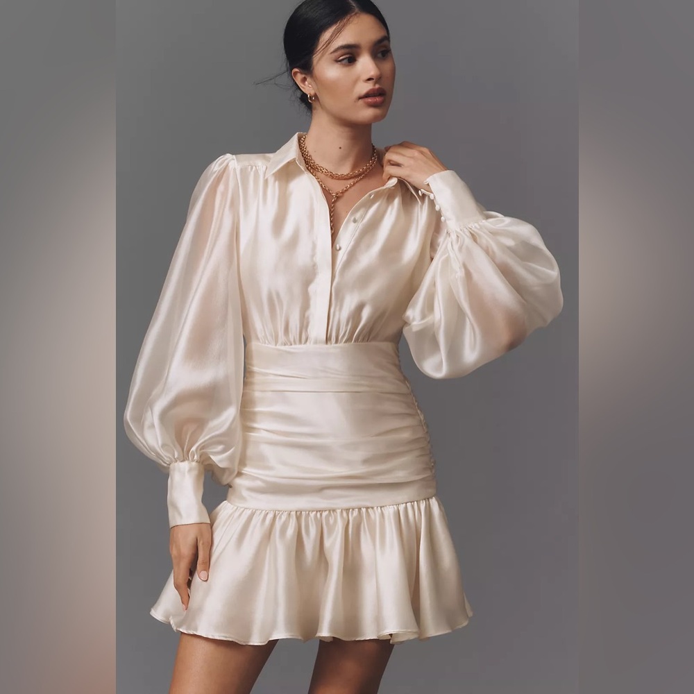 Elegant Cream Satin Dress